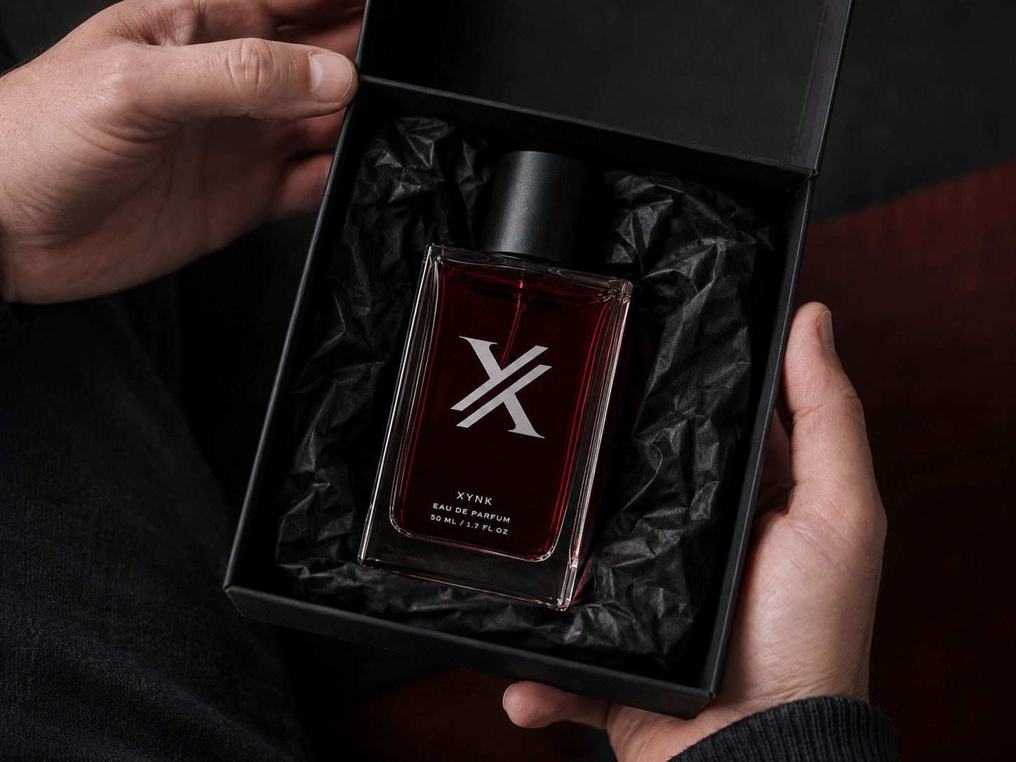 Xink V1 perfume bottle packed in a black gift box